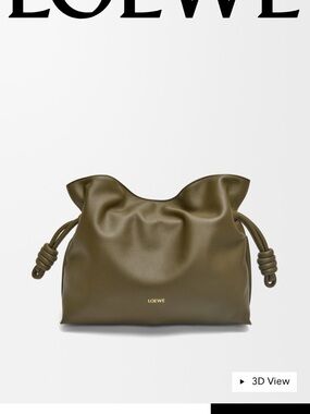 Loewe Olive Green Flamenco Knot Leather Shoulder Bag